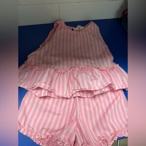 Kids Pink Striped Set - Sleeveless Top & Shorts